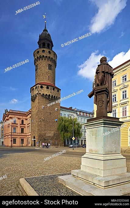 Reichenbacher tower with Demiani monument in Goerlitz, Saxony, Germany
