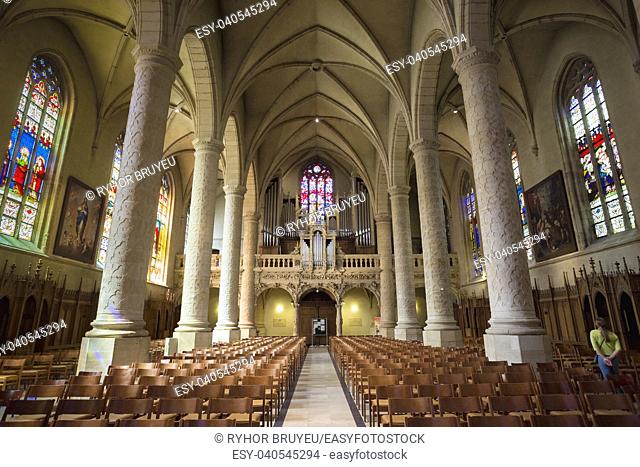 LUXEMBOURG, LUXEMBOURG - JUNE 17, 2015: Interior Notre-Dame Cathedral. Grand Duchy of Luxembourg. It was originally a Jesuit church