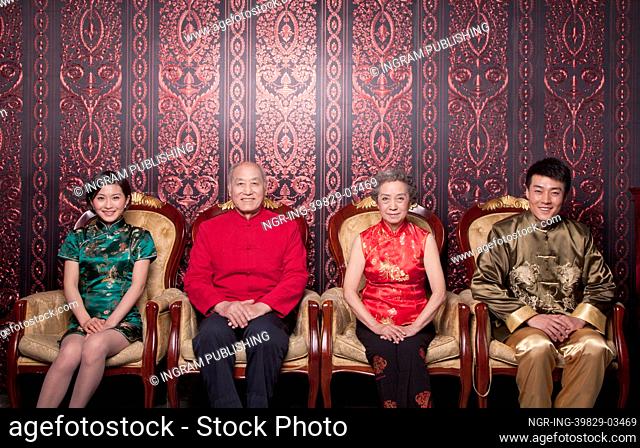 Family Portrait in Traditional Chinese Clothing