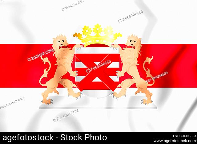 3D Flag of Enschede, Netherlands. 3D Illustration