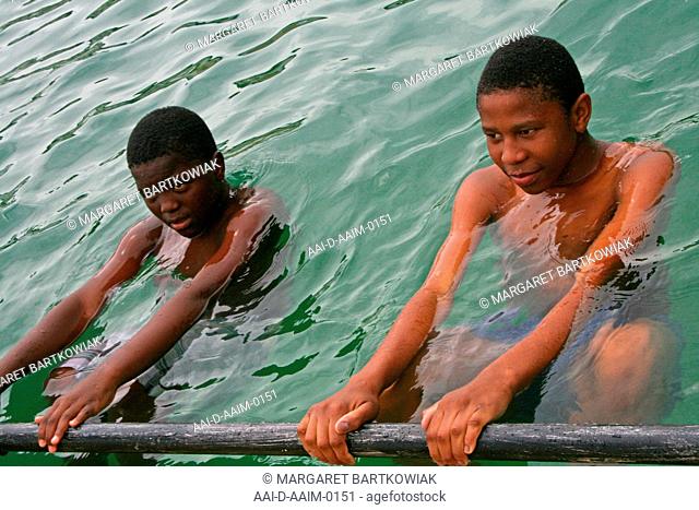 School boys in swimming pool, St Mark's School, Mbabane, Hhohho, Kingdom of Swaziland