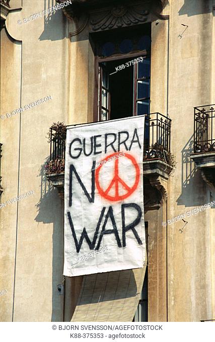 Sign against war in Iraq, 2004. Valencia. Spain