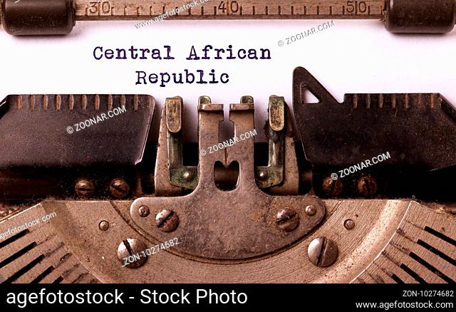 Inscription made by vinrage typewriter, country, Central African Republic