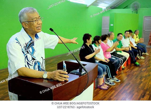 North City council's mayor giving speech at Sungai Maong Community Hall, Kuching, Sarawak, Malaysia