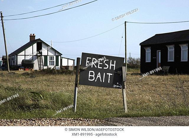 Fishing bait sign in small seaside community