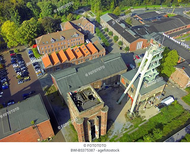 aerial view to disused coal mine Ewald , Germany, North Rhine-Westphalia, Ruhr Area, Herten