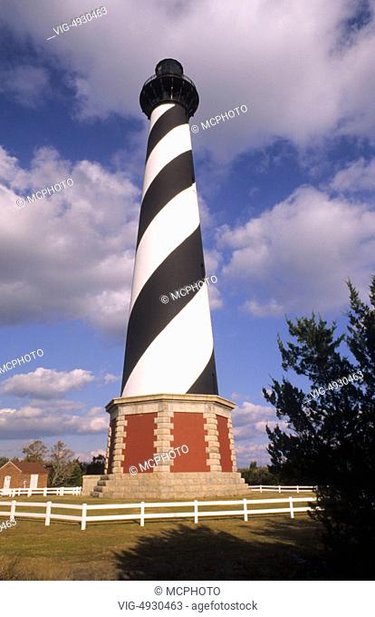 Famous Cape Hatteras Lighthouse the tallest in North America in its new location after it was moved in the Outer Banks Of North Carolina USA - 01/01/2014