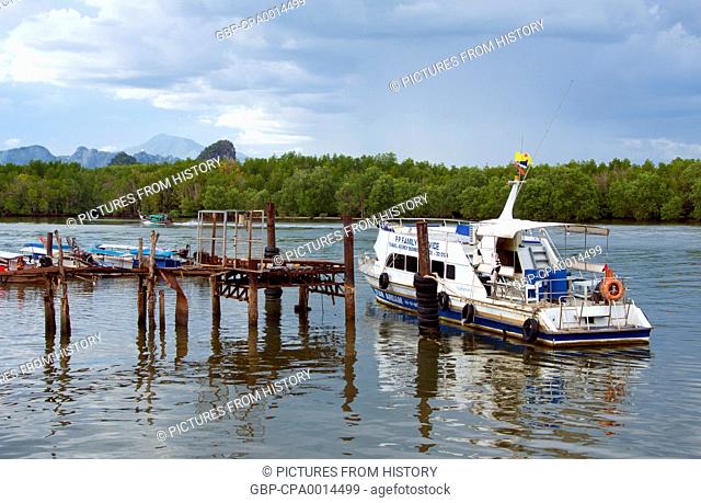 Thailand: Tour boat at the Krabi Town waterfront, Krabi Province, southern Thailand
