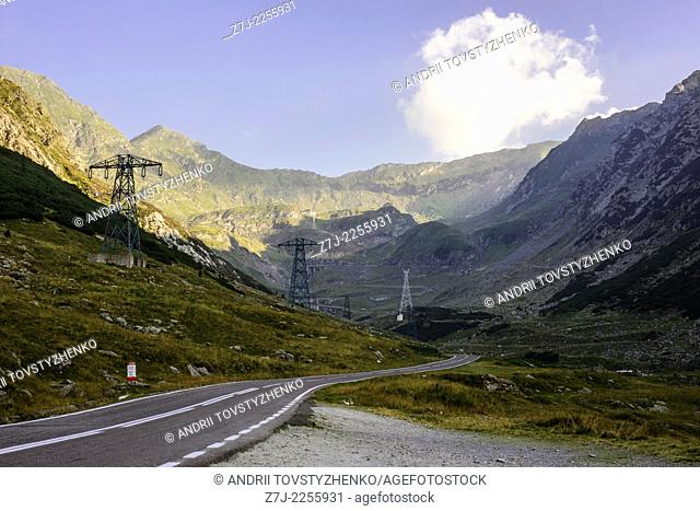 Serpentine road in the mountains of Romania. Pass Transfegerash