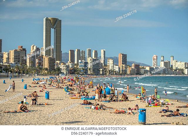 Poniente beach, Benidorm, Alicante province, Spain
