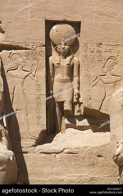 Statue of the God Re Harakhte, Ramses II Temple, UNESCO World Heritage Site, Abu Simbel, Egypt