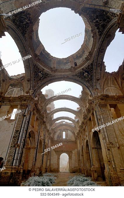 Ruins of the Civil War bombings. San Agustín church. Belchite. Zaragoza. Aragon. Spain
