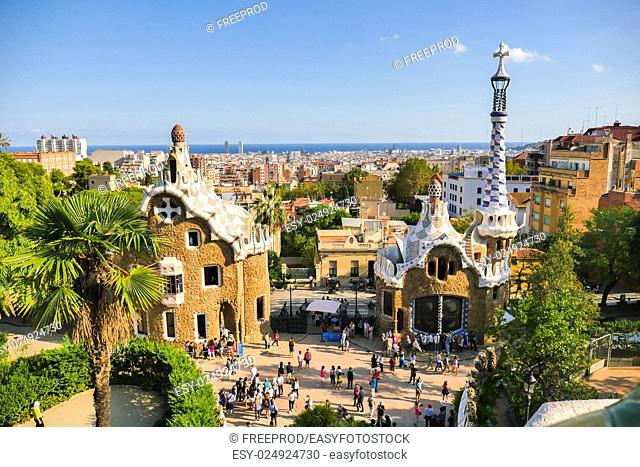 Park Guell by architect Antoni Gaudi in Barcelona, Spain