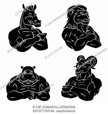 Horse, Lion, Hypo and Goat Tattoo