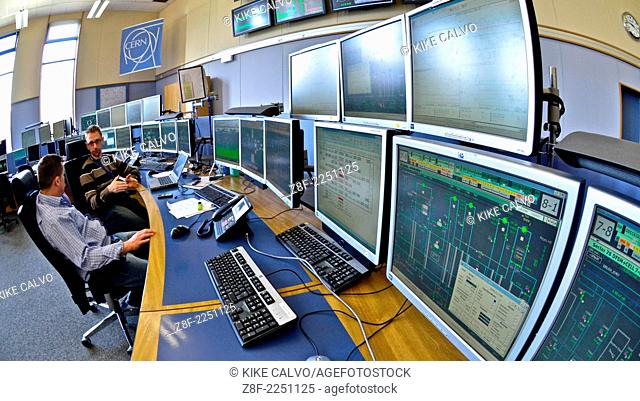 CERN Control Center. CERN is the European Organization for Nuclear Research, is the biggest particle physics laboratory in the world