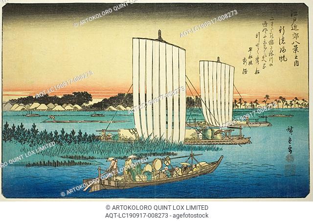 Returning Sails at Gyotoku (Gyotoku no kihan), from the series Eight Views in the Environs of Edo (Edo kinko hakkei no uchi), c
