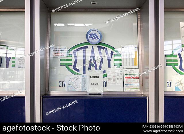 16 March 2023, Greece, Athen: All railroads are closed during a 24-hour strike. The country's major unions had once again called for the work stoppages - people...
