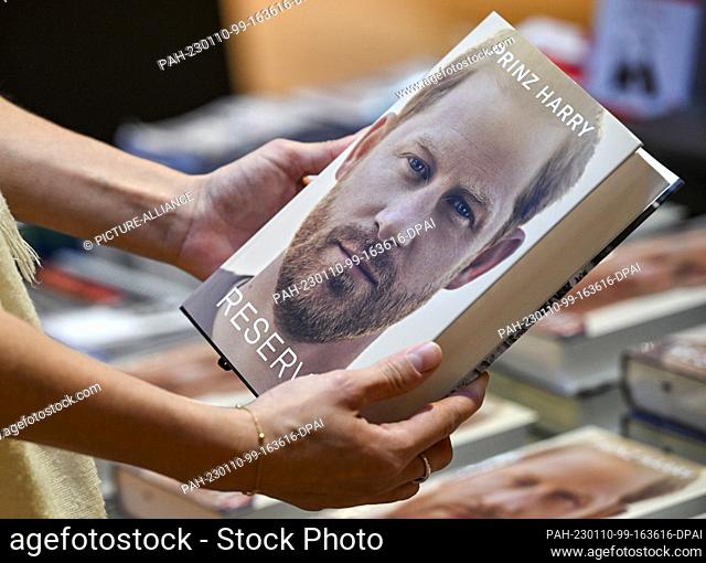 10 January 2023, Berlin: The biography of Prince Harry is available for sale at the Dussmann cultural department store. ""Reserve""