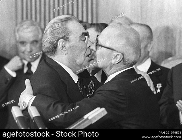 ARCHIVE PHOTO: 45 years ago, on June 16, 1977, Leonid Brezhnev, chairman of the CPSU, Erich HONECKER, right, politician, general secretary of the Central...