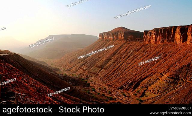 Landscape with Adrar mountain, rocks and gorge, Mauritania