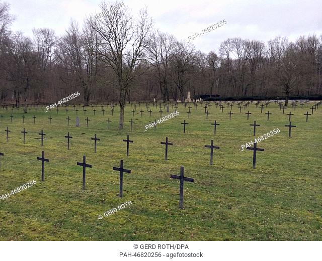 View of black crosses at the German military cemetery near Apremont-la-Foret near Verdun, France, 20 February 2014. The village was destroyed by artillery in...