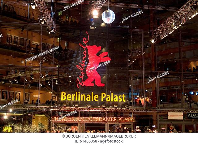 Red carpet at the Berlinale or Berlin Film Festival, Berlinale Palast musical theater on Potsdamer Platz square, Tiergarten, Berlin, Germany, Europe