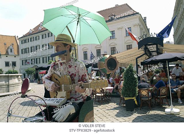 Bratislavia, City, Hlavne, Holiday, Landmark, Market place, Namestie, Old, Slovakia, Europe, Street musician, Tourism, Travel, V
