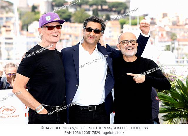 Fernando Signorini, Asif Kapadia and Daniel Arcucci at the 'Diego Maradona' photocall during the 72nd Cannes Film Festival at the Palais des Festivals on May 20