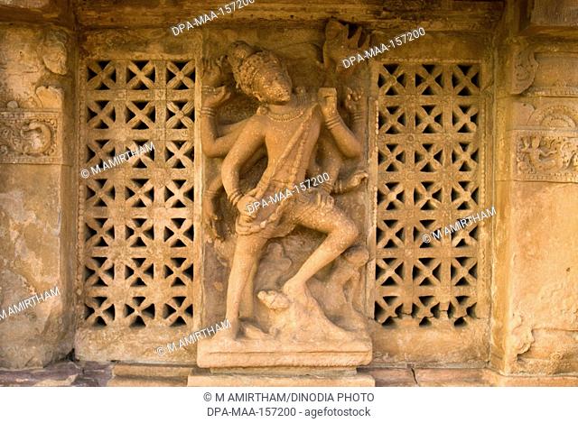 UNESCO World Heritage Site ; Shiva Killing Andhakasura Rakshasa sculpture in Galaganatha temple 750 A.D. in Pattadakal ; Karnataka ; India