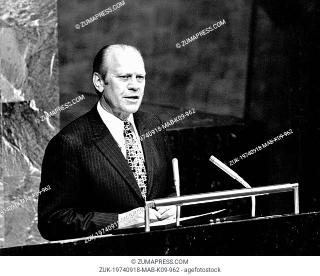 Sept. 18, 1974 - New York, NY, U.S. - The General Assembly heard this afternoon an adress by the President of the U.S., GERALD FORD