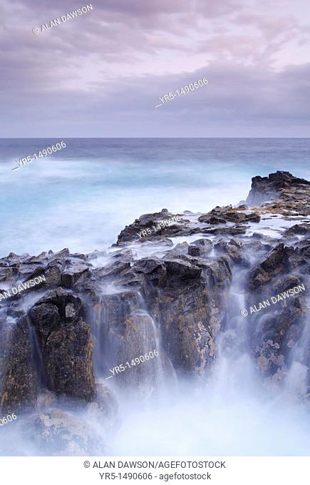 Waves breaking over rocks on north coast of Gran Canaria