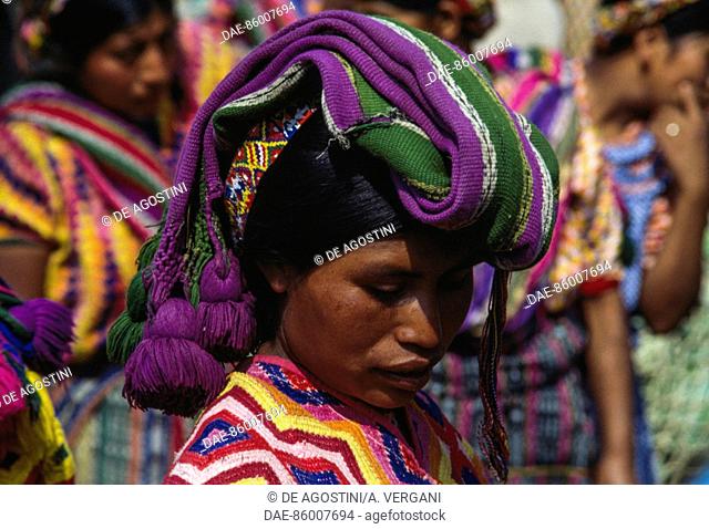 Woman wearing a woollen hat at the Quetzaltenango market, Sierra Madre, Guatemala