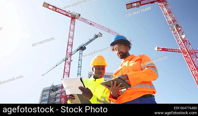 OSHA Inspection Worker At Construction Site. Building Safety