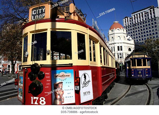 City Loop Tram in Christchurch, Cathedral Square, East Coast, South Island, New Zealand