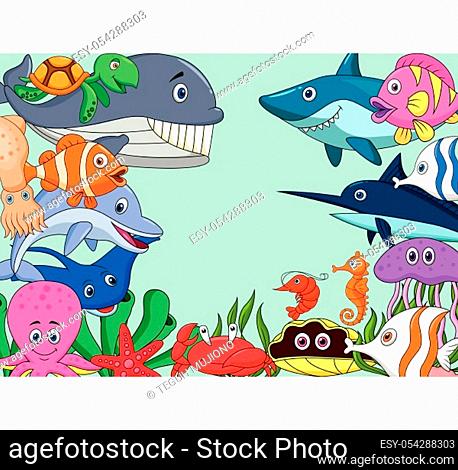 Sea life cartoon background