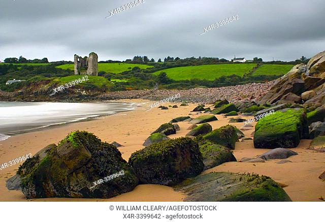 Minard Beach and Minard Castle, Dingle Peninsula, County Kerry, Ireland