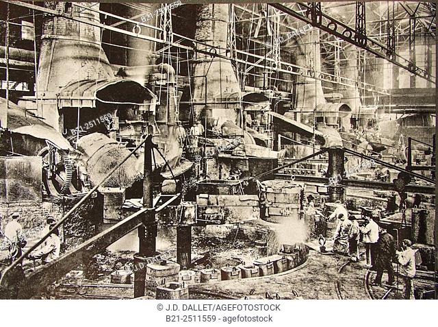 Bessemer process, steelworks c. 1862, Lorraine, France