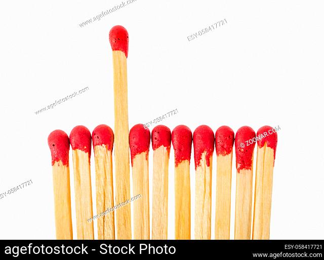 Matches - leadership or inspiration concept isolated on white background