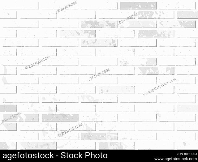 White brick wall. Vector illustration with noise textures