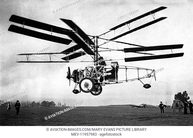 Marquis Raul Pateras Pescara Experimental Prototype Coaxial Helicopter Barcelona December 1930 Flying
