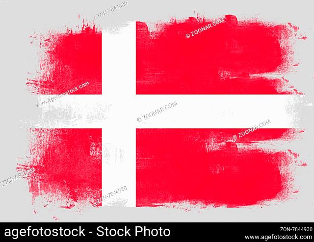 Flag of Denmark painted with brush on solid background