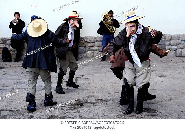 Peruvian dancers at the parade in Cusco, Peru, South America