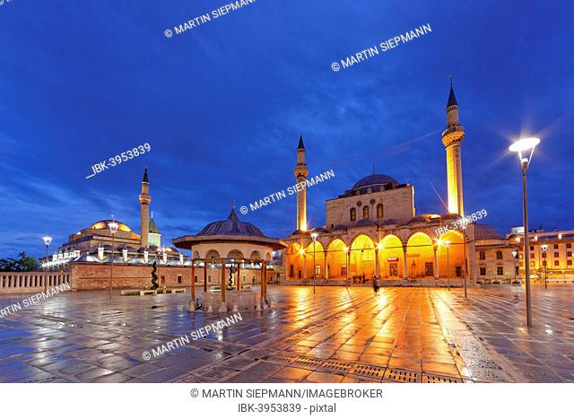 Mevlana monastery with Rumi's Mausoleum and Selimiye Mosque, Konya, Central Anatolia Region, Anatolia, Turkey