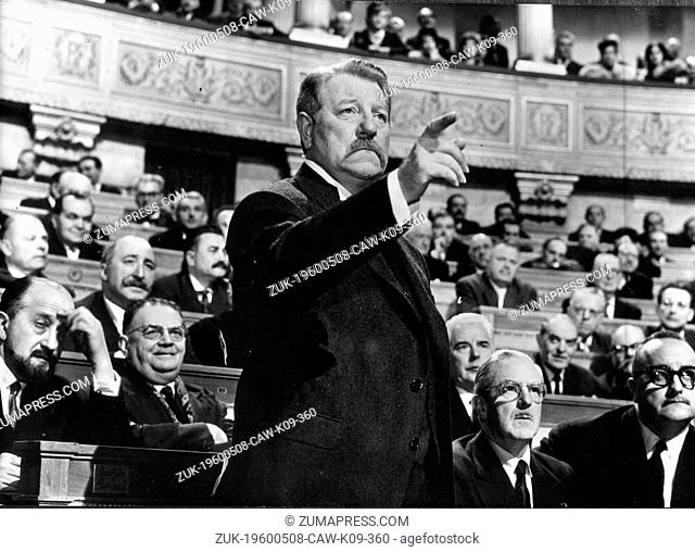 Dec. 21, 1960 - Paris, France - Actor JEAN GABIN acting in a scene from the film, 'The President, ' which is being filmed at Joinville studios