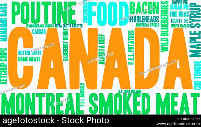 Canada Food word cloud on a white background