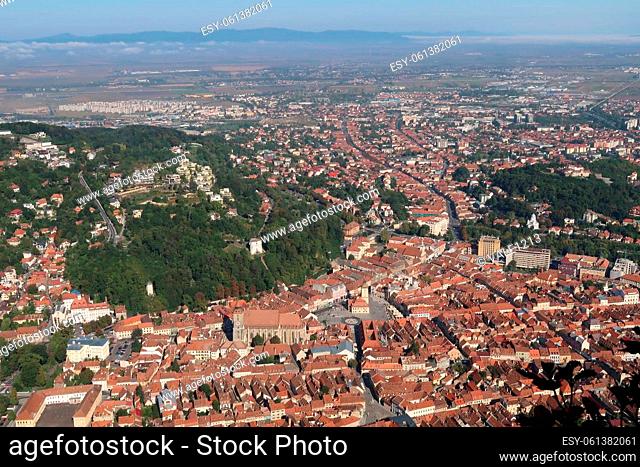 Scenic view onto the town of Brasov, Romania 2021
