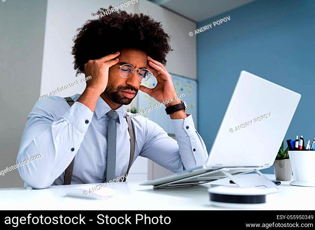African Business Man Upset And Worry Or Bored Or Stressed