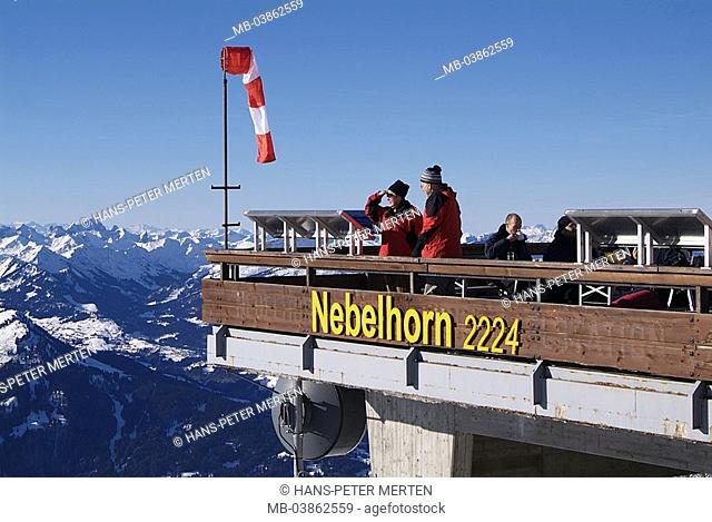 Germany, Bavaria, colonel-village, fog-horn-summits, terrace, detail, tourists, view
