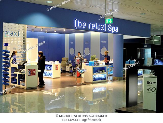 Wellness spa, duty-free zone, Franz Josef Strauss Airport Munich, Bavaria, Germany, Europe