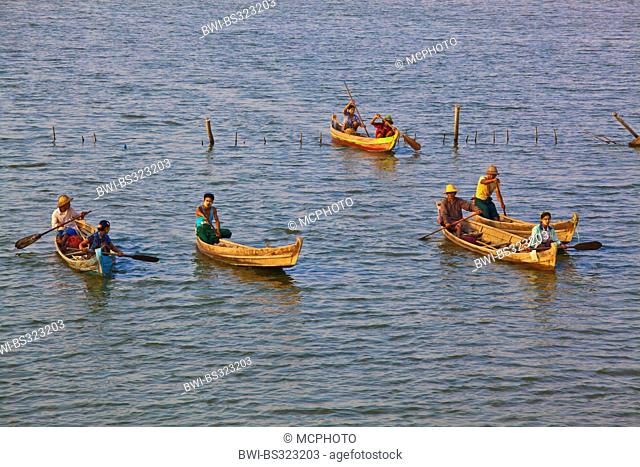 fischermen on Taungthaman Lake, Burma, Amarapura